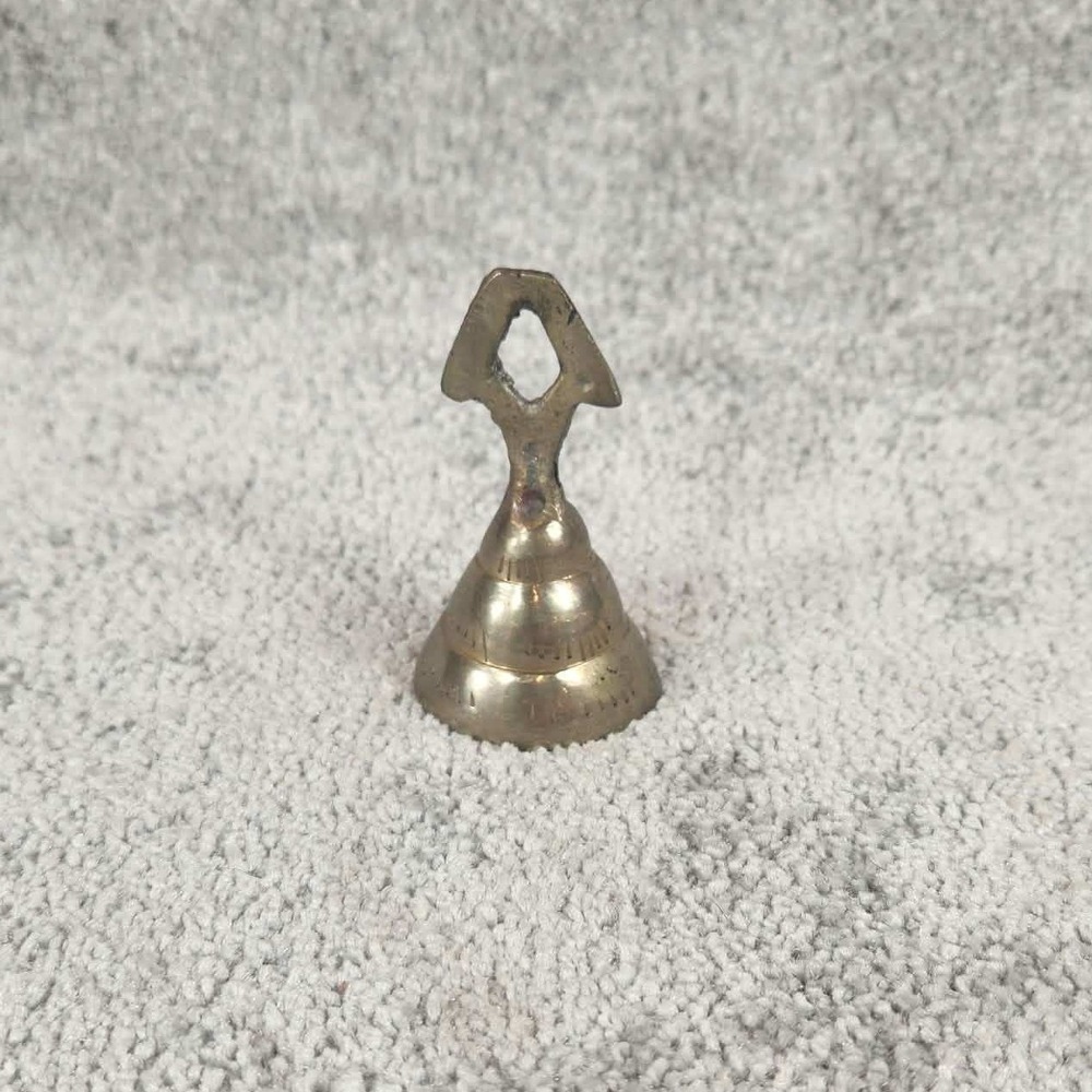 Hand Bell Brass Vintage Beehive Tiered Etched Decorative Unisex 3in‎